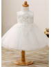 Beaded Ivory Lace Tulle Flower Girl Dress Special Occasion Dress